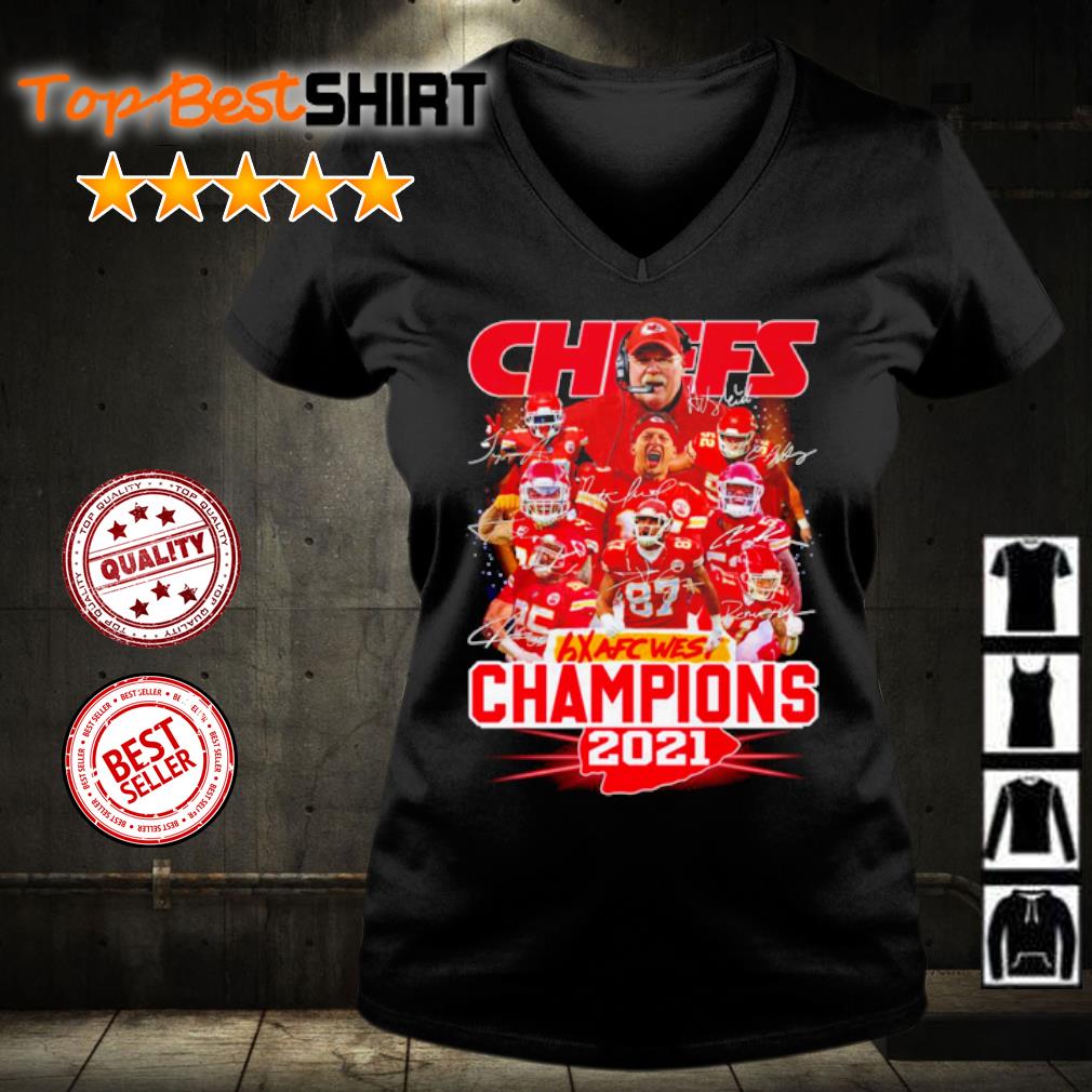 Chiefs Team 6X AFC West Champions 2021 AFC Western Division Championship  Signatures shirt - Kingteeshop