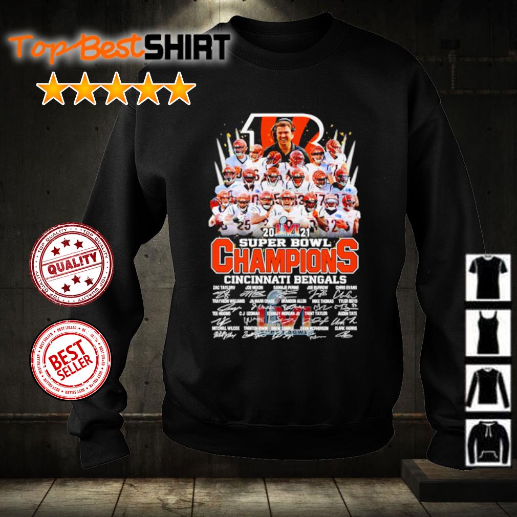 Cincinnati Bengals Super Bowl LVI Champions 2021 2022 signatures shirt,  hoodie, sweater, long sleeve and tank top