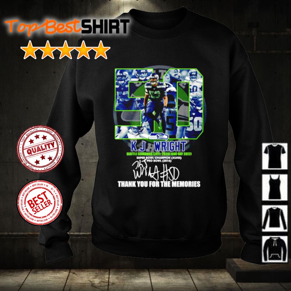 50 k.j.wright Seattle Seahawks 2022 super bowl champions thank you for the  memories shirt, hoodie, sweater, long sleeve and tank top