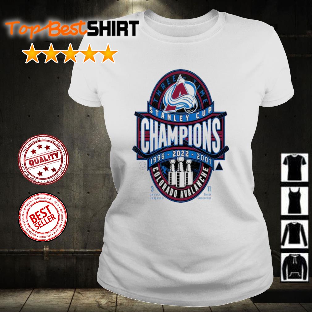 Colorado Avalanche 3 Time Stanley Cup Champions 1996 2001 2022 shirt, hoodie,  sweater, long sleeve and tank top