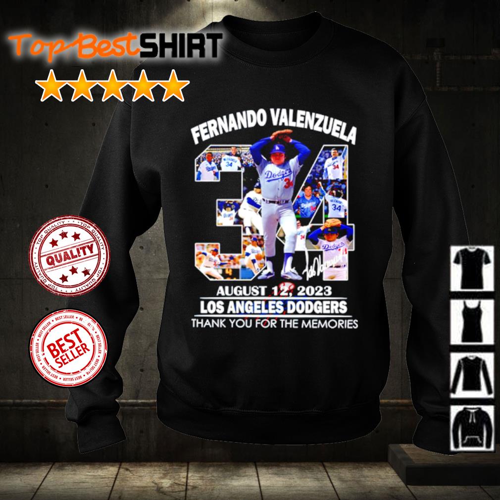 Fernando Valenzuela August 12, 2023 Los Angeles Dodgers Thank You For The  Memories Signature T-shirt,Sweater, Hoodie, And Long Sleeved, Ladies, Tank  Top