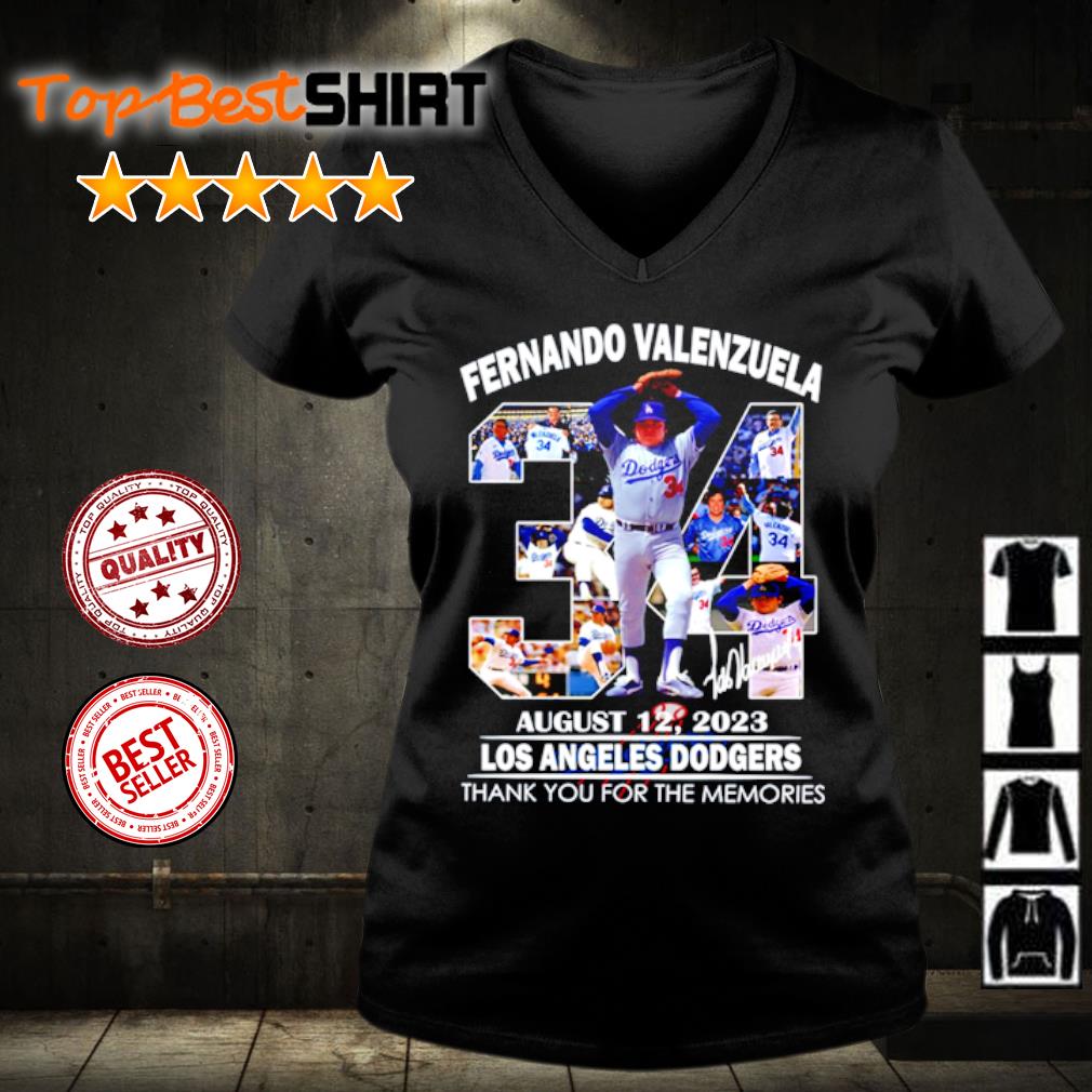 Fernando Valenzuela august 12,2023 Los Angeles Dodgers thank you for the  memories signature shirt, hoodie, longsleeve, sweatshirt, v-neck tee