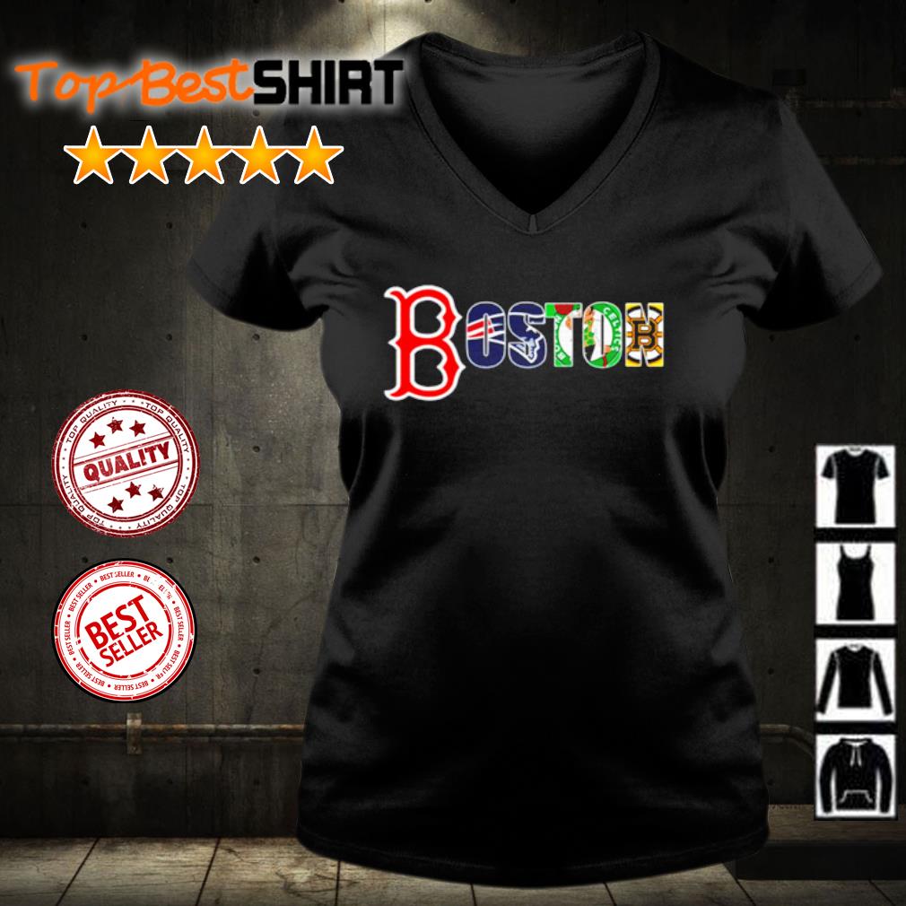 Boston Sports Teams Celtics Patriots Red Sox Bruins Black T-shirt